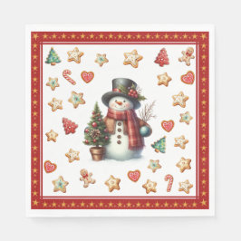 Servilleta De Papel Paper Napkin Lunch Snowman and Christmas Cookies