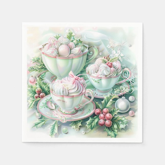Servilleta De Papel Paper Napkin-Pink Victorian Christmas (Anverso)