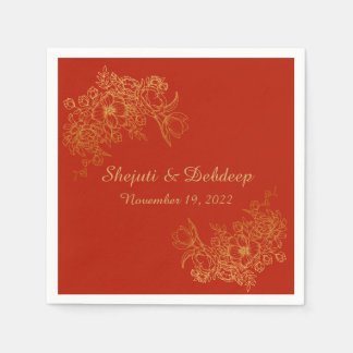 Servilleta De Papel Paper Napkin with Elegant Red & Gold 
