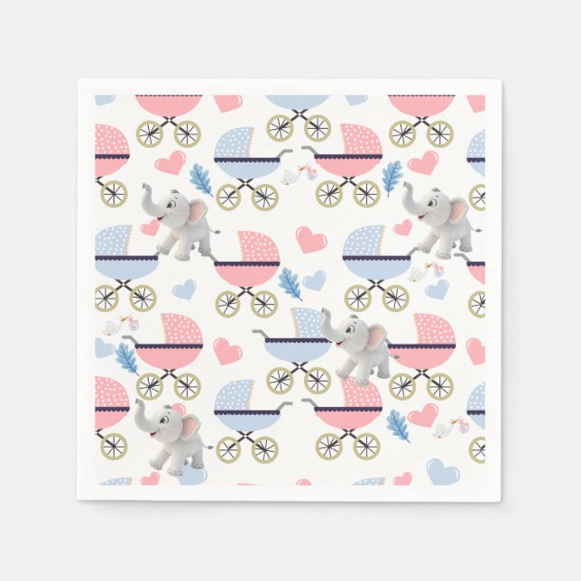 Servilleta De Papel Paper Napkins Baby Stroller Elephant Stork  (Anverso)