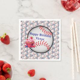 Servilleta De Papel Paper Napkins Blue White Stripe Birthday Baseball