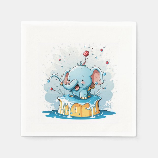 Servilleta De Papel Paper Napkins Happy Blue Elephant  (Anverso)