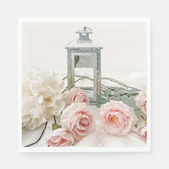 Servilleta De Papel Paper Napkins: Lovely Pink Peonies and Roses Napki (Anverso)