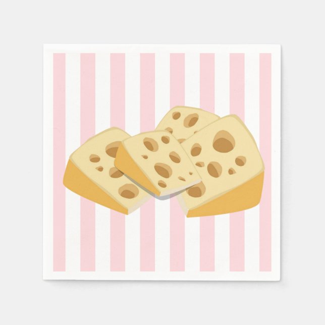 Servilleta De Papel Paper Napkins Pink & White Stripe Cheese  (Anverso)