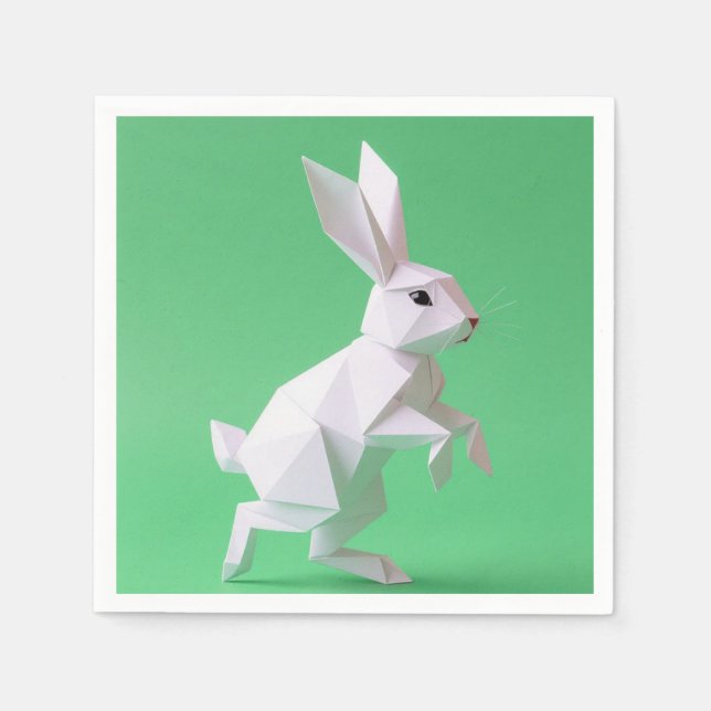 Servilleta De Papel Paper work of rabbit in green world  (Anverso)