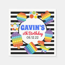 Páquetas De Cumpleaños De Pop It, Napkins De Favor