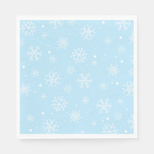 Servilleta De Papel Paquetes de nieve azul y blanco (Anverso)