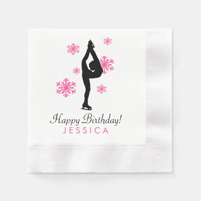 Servilleta De Papel Paquetes de nieve rosa Fiesta de patinaje sobre hi (Anverso)