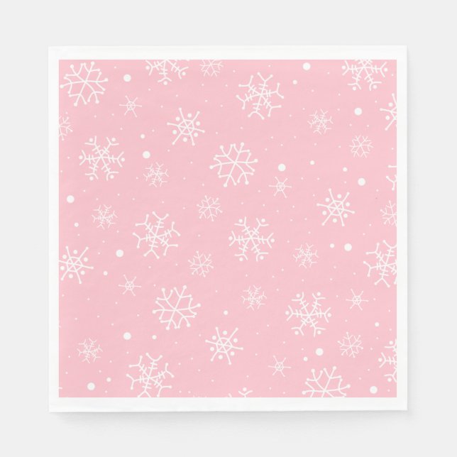 Servilleta De Papel Paquetes de nieve rosa y blanca (Anverso)