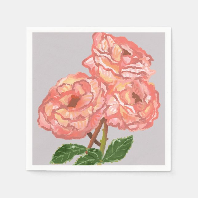 Servilleta De Papel Paquetes de papel floral rosa y coral (Anverso)