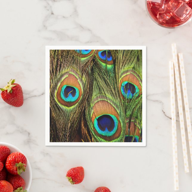 Servilleta De Papel Paquetes de pavo real Napkins de papel estándar (In situ)