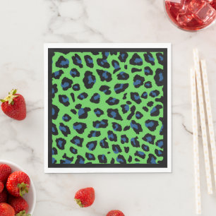 Servilleta De Papel Paquetes de pulmón de leopardo azul y verde