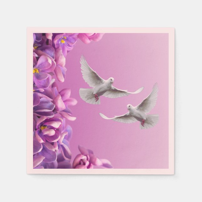Servilleta De Papel Par De Bellas Doves Blancas (Anverso)