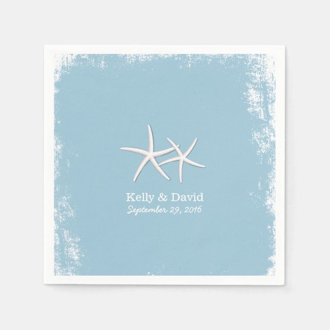Servilleta De Papel Par rústico de la boda Starfish Beach (Anverso)