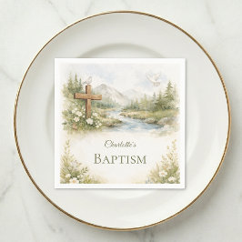 Servilleta de papel para bautizo minimalista de fl