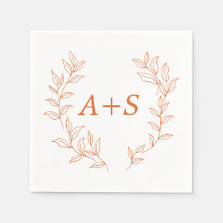 Servilleta de papel para boda con monograma de hoj