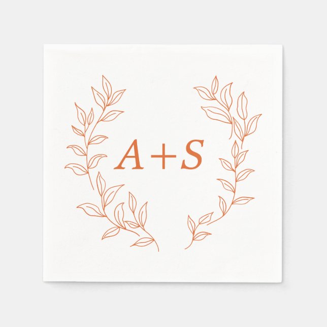 Servilleta de papel para boda con monograma de hoj (Anverso)