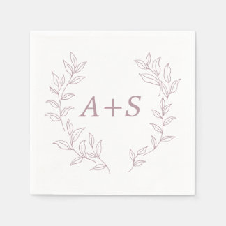 Servilleta de papel para boda con monograma de hoj