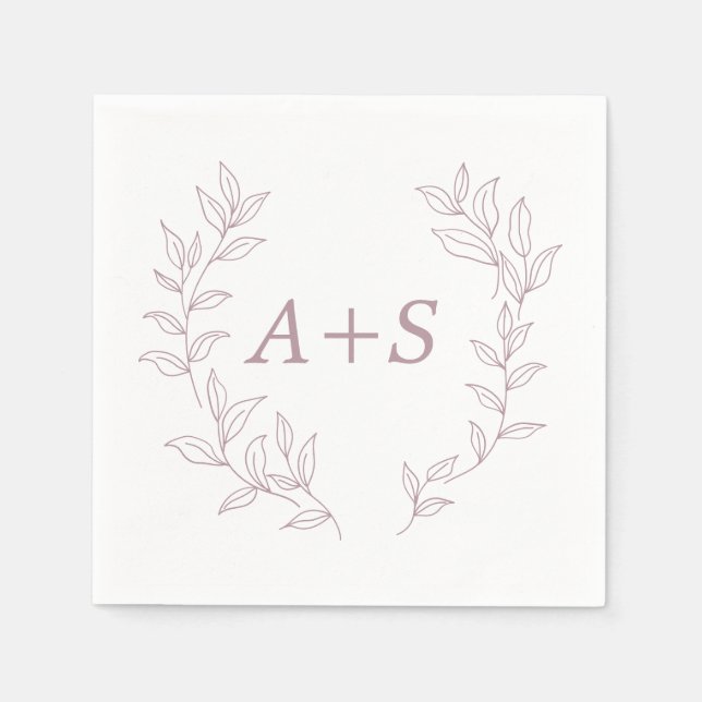 Servilleta de papel para boda con monograma de hoj (Anverso)