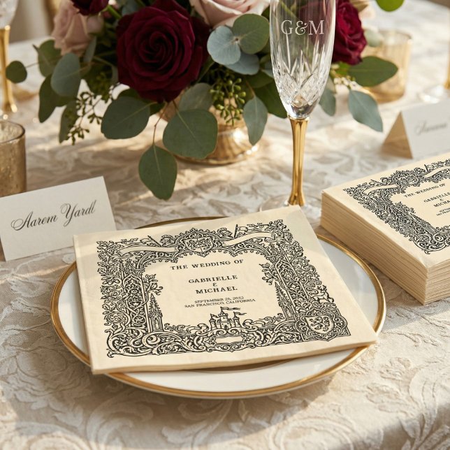Servilleta de papel para boda de castillo vintage  (Subido por el creador)