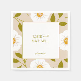 Servilleta de papel para boda floral verde boho