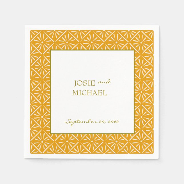Servilleta de papel para boda geométrica (Anverso)