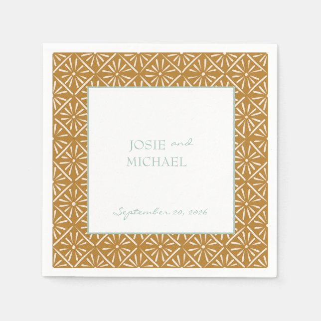 Servilleta de papel para boda geométrica (Anverso)