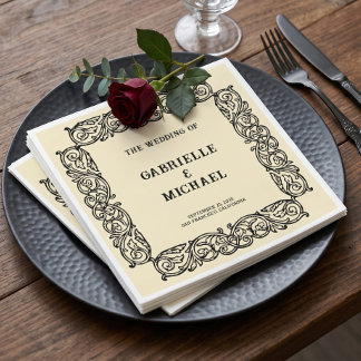 Servilleta de papel para boda medieval vintage neg
