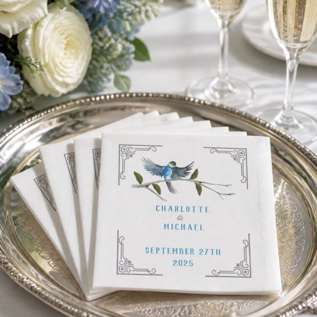 Servilleta de papel para boda Pájaro Azul de la Fe (Subido por el creador)