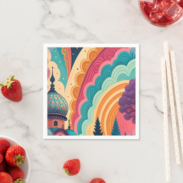 Servilleta de papel para cóctel con arte vibrante  (In situ)