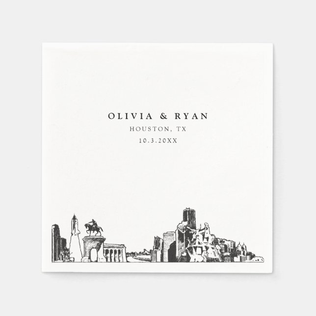 Servilleta de papel para cóctel de boda en Houston (Anverso)