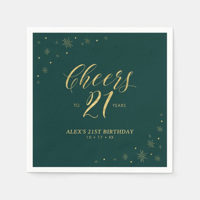 Servilleta de papel para fiesta de cumpleaños 21 m (Anverso)