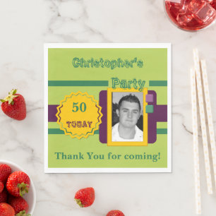 Servilleta De Papel Para los hombres 50 hoy nombre de foto fiesta verd