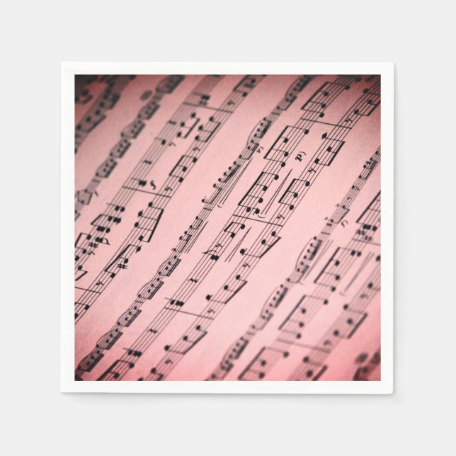 Servilleta de papel para partituras de música rosa (Anverso)