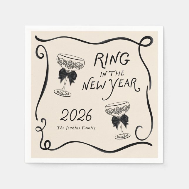 Servilleta de papel para recibir el Año Nuevo (Anverso)