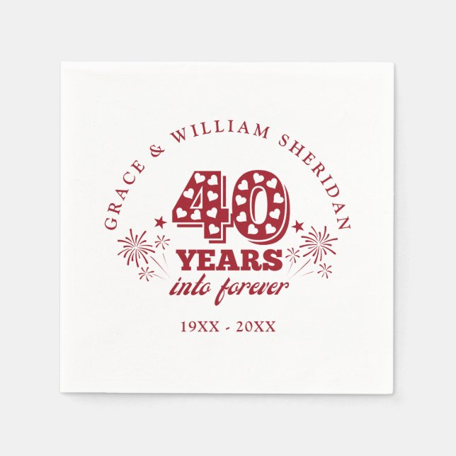 Servilleta De Papel Para Siempre Ruby 40 Aniversario de Bodas (Anverso)