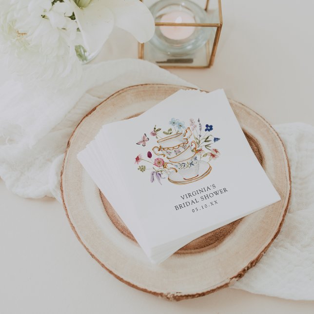 Servilleta de papel para té (Elegant Wildflower Tea Party Paper Napkin by Painted Paperie
)
