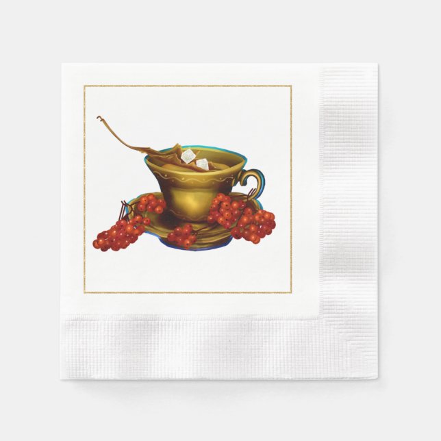 Servilleta de papel para té de comida de otoño (Anverso)