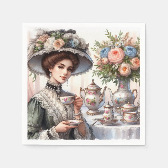 Servilleta de papel para té de estilo victoriano v (Anverso)