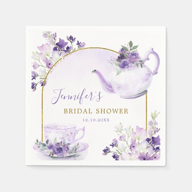 Servilleta de papel para té de shower nupcial flor (Anverso)