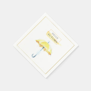 Servilleta De Papel Paraguas dorado elegante y artístico de otoño dibu