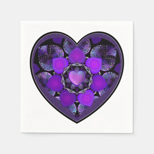 Servilleta De Papel Paraguas morados y corazones .7 (Anverso)