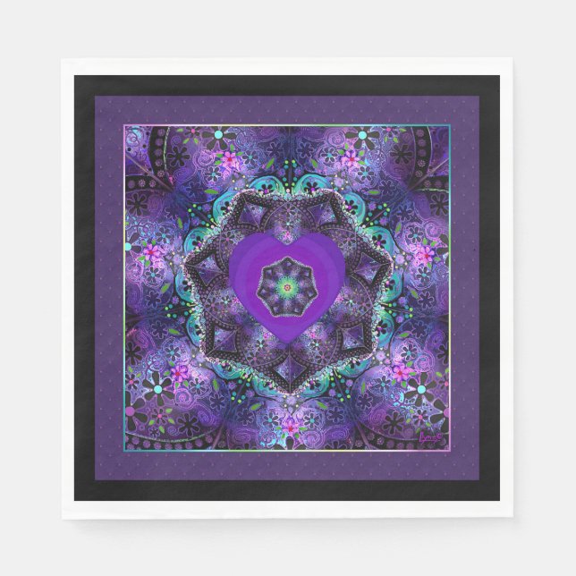 Servilleta De Papel Paraguas morados y corazones .7 (Anverso)