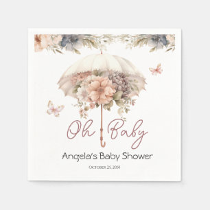 Servilleta De Papel Paraguas rosa Floral Vintage Baby Shower