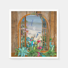 Servilleta De Papel Paraíso de la Flora Tropical en las toallas de pla