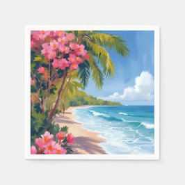 Servilleta De Papel Paraíso de Playa Tropical | Pintura del Océano