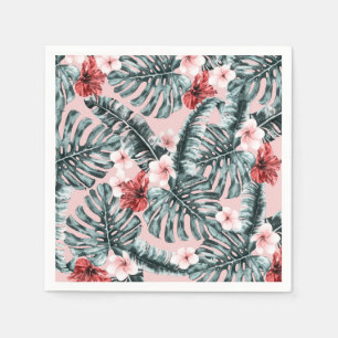 Servilleta De Papel Paraiso Rosa Isla Tropical Floral Botánico