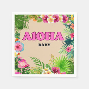 Servilleta De Papel Paraíso tropical Baby Shower: Napkins con bebé Alo