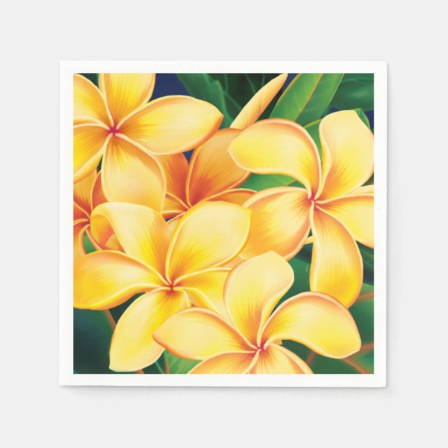Servilleta De Papel Paraíso tropical de Hawái Plumeria Floral (Anverso)