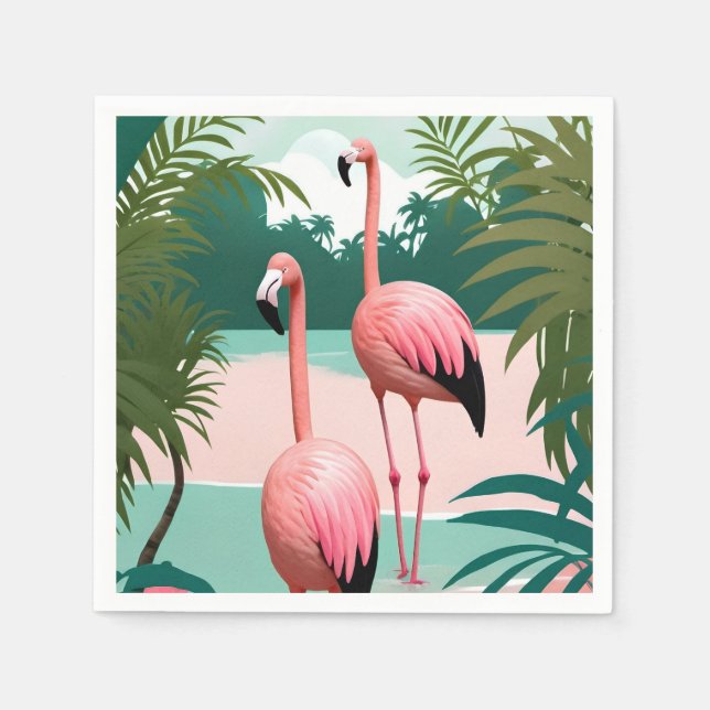 Servilleta De Papel Paraíso tropical del flamenco (Anverso)